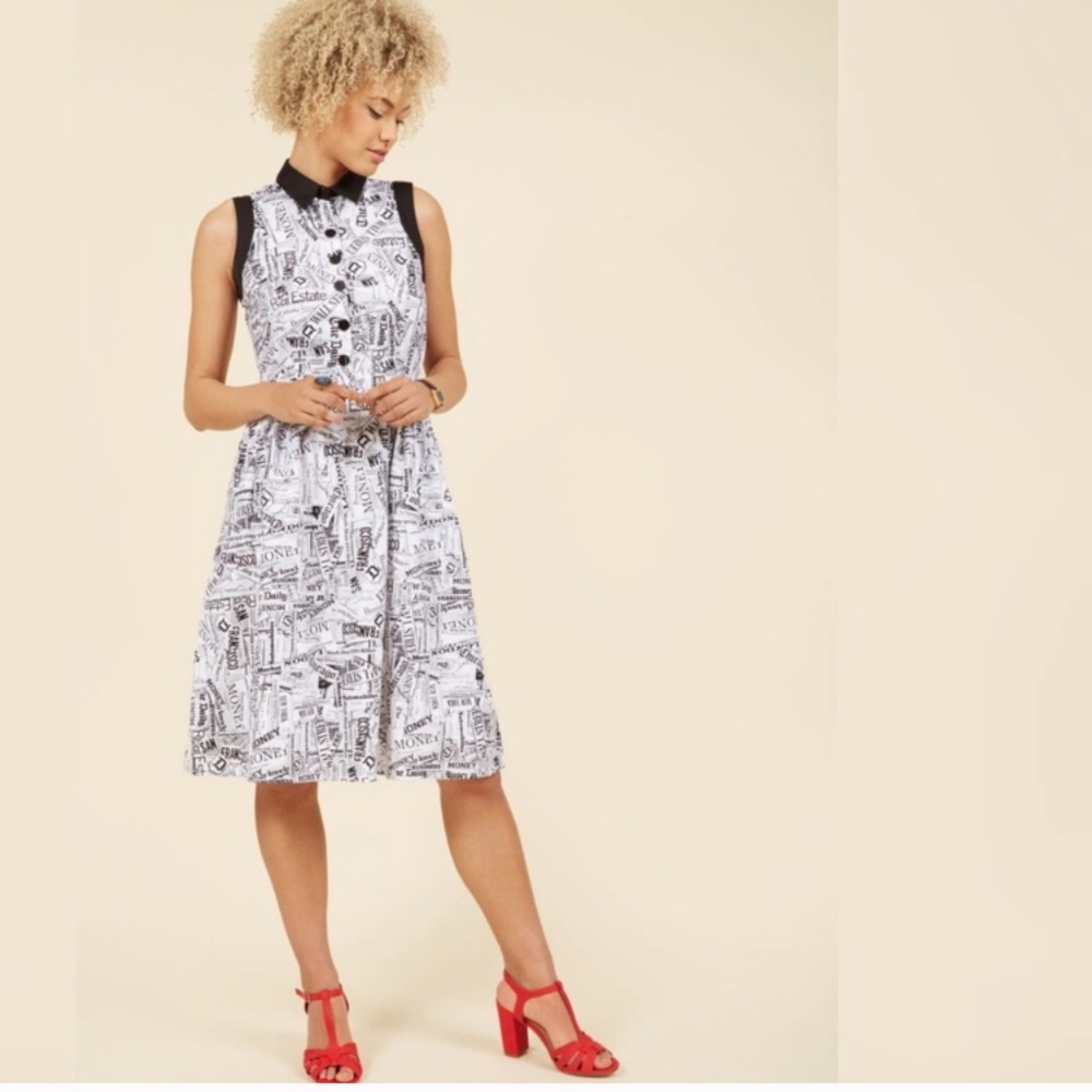 NWOT Retrolicious Newsprint Dress M